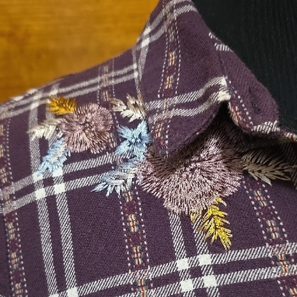 Art Class Purple Plaid Long Sleeve Girls Flannel Button Down Shirt 10/12 - Picture 3 of 6